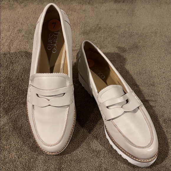 Franco Sarto Shoes - Franco Sarto Taupe Leather Cedra Loafers With Silver Accents - Size 7